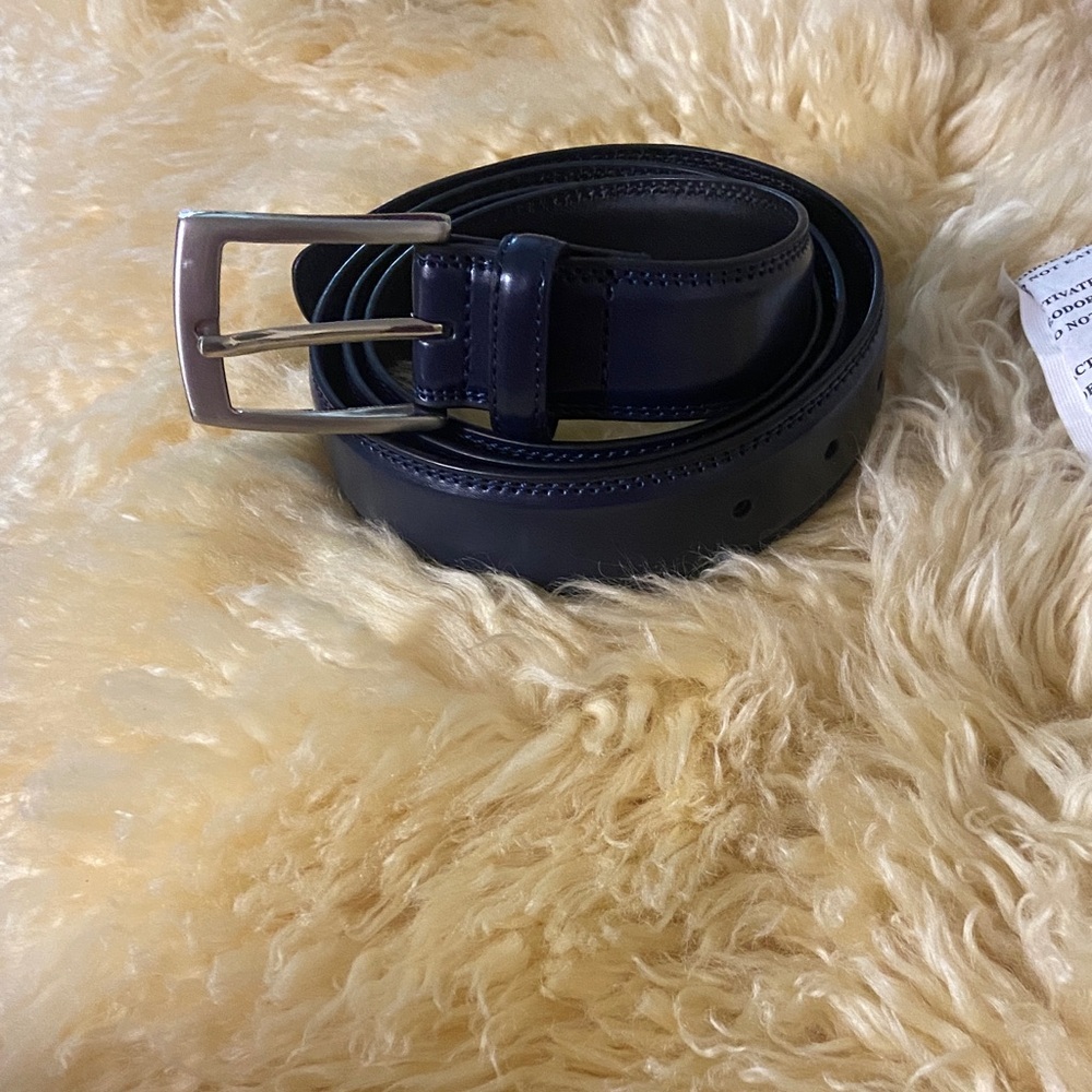 Men's Navy Leather Belt